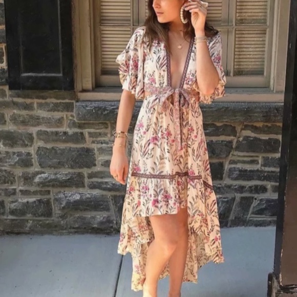 Boho Floral Cut out butterfly sleeve Cottagecore dress - Picture 5 of 13